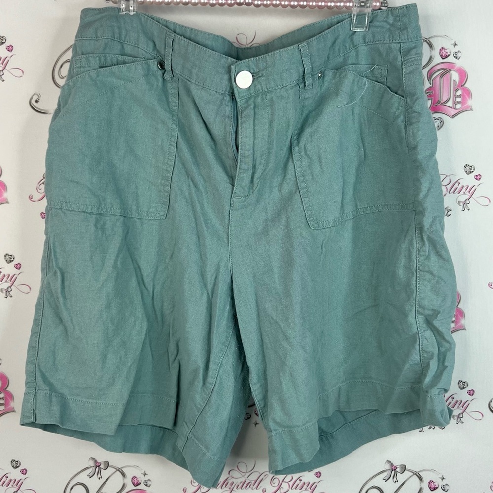Feel pretty shorts linen light blue green Casual Teal Women's Bermudas